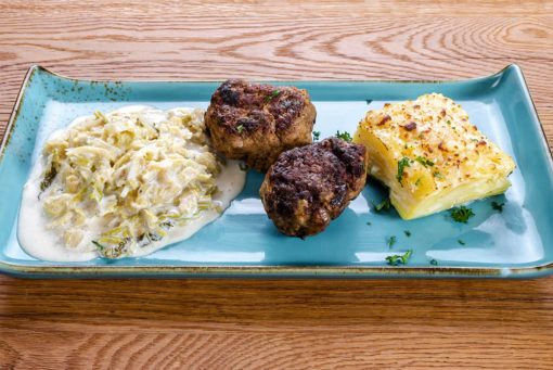 Essen online bestellen Frikadellen mit Beilagen